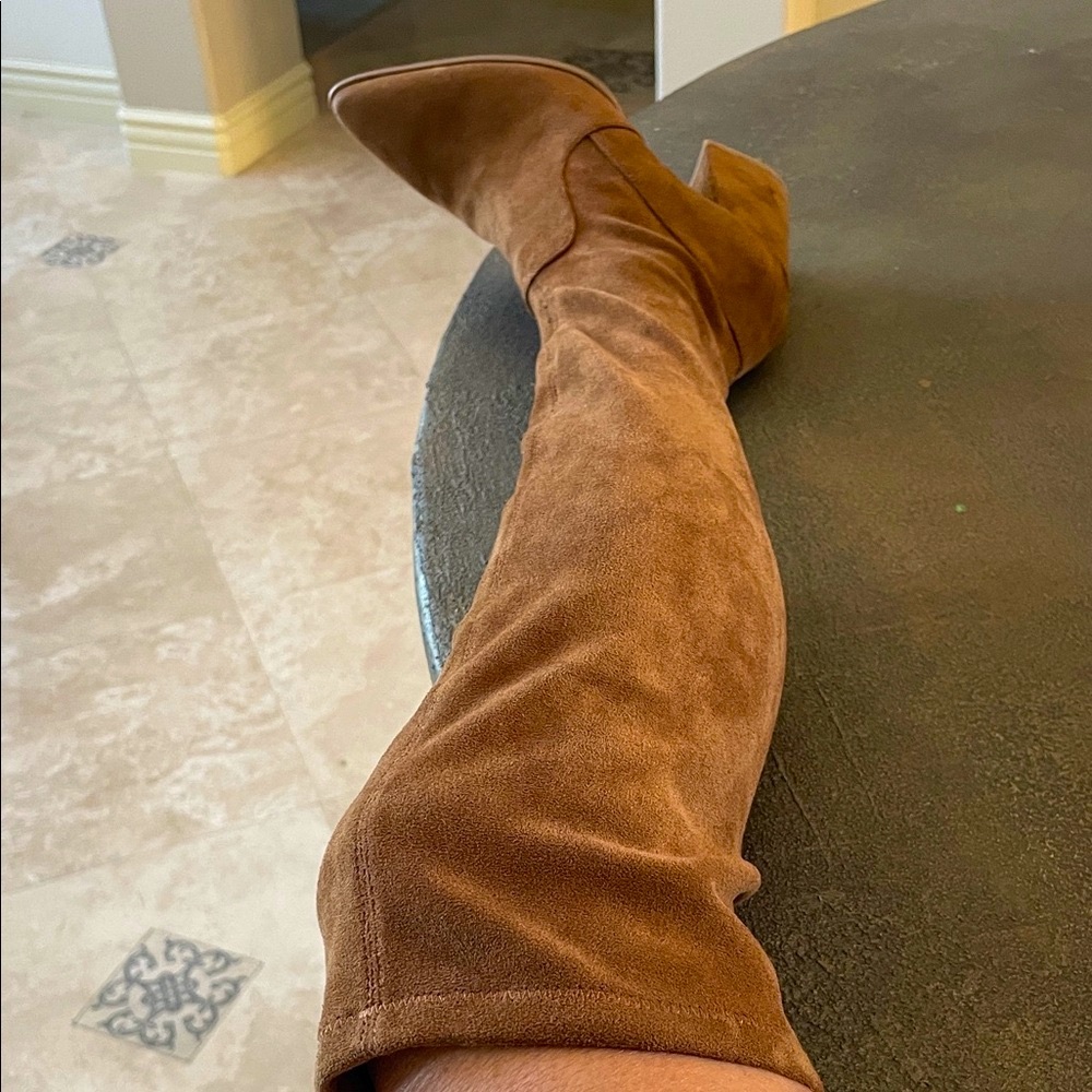 Over the knee brown faux suede Boots
